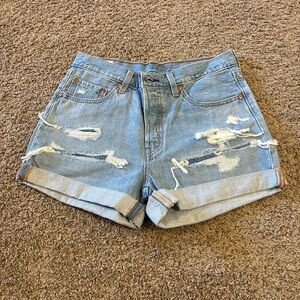 Levi's Light Blue Distressed Jean Shorts